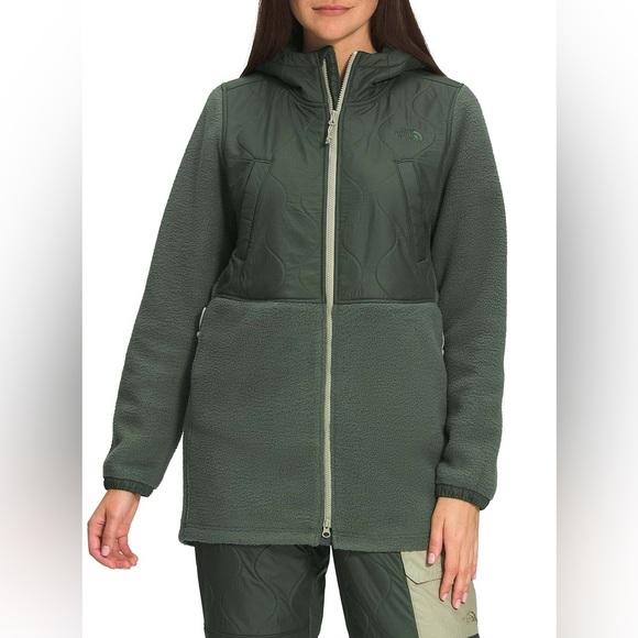 North Face Water Repellent Fleece A-line Parka Coat Jacket Womens XL 10 12 - Picture 17 of 17